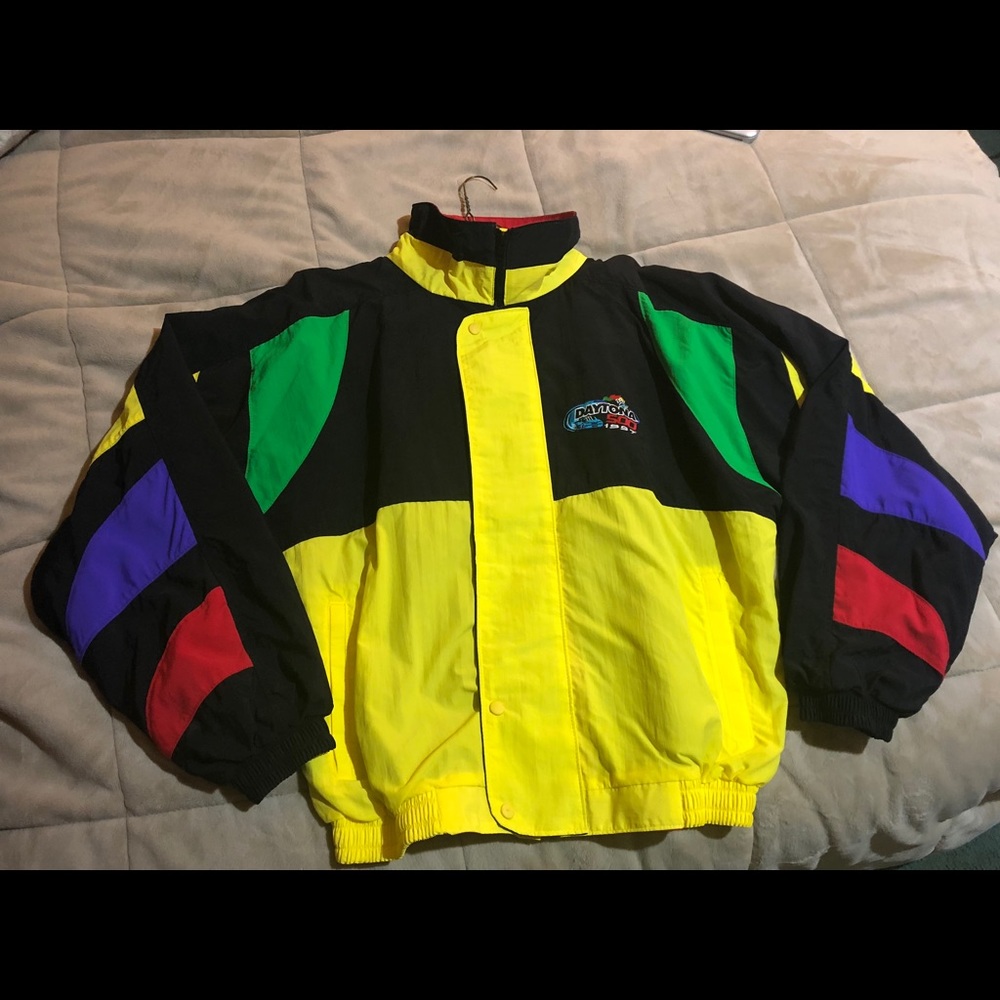 Vintage 90s Daytona 500 color block jacket xl zip